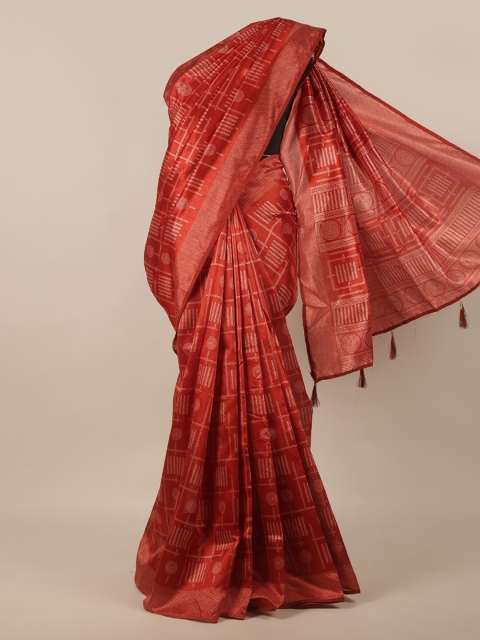 

Pothys Rust Cotton Blend Saree
