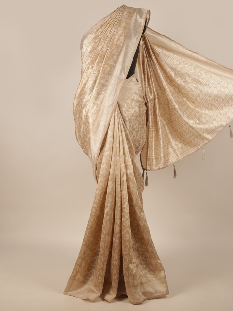 

Pothys Cream-Coloured Floral Cotton Blend Saree