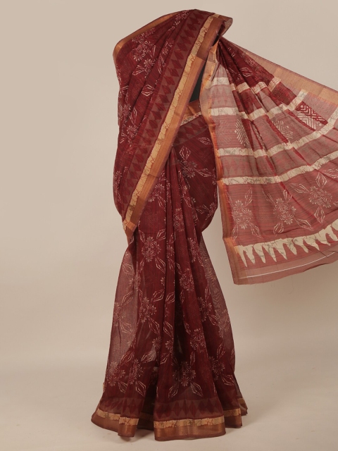 

Pothys Maroon & Gold-Toned Woven Design Saree