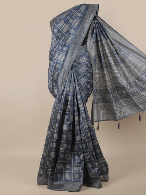 

Pothys Blue & Grey Printed Saree