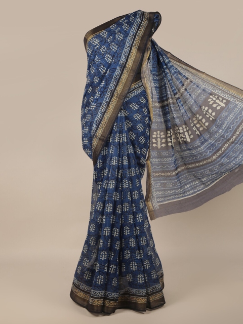 

Pothys Blue & White Floral Saree