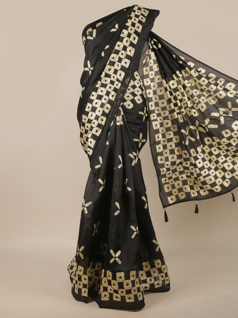 

Pothys Black & Beige Printed Saree