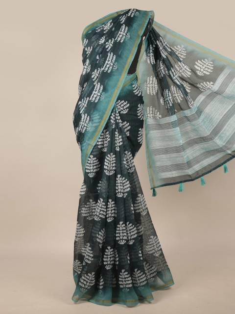 

Pothys Navy Blue & White Ethnic Motifs Zari Jute Silk Saree