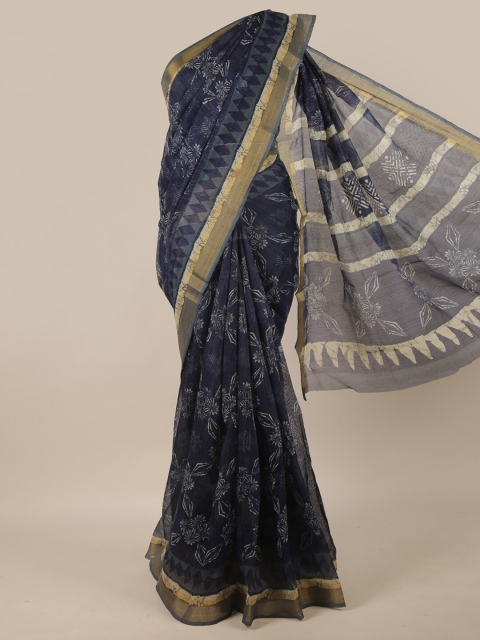 

Pothys Navy Blue & Gold Ethnic Motifs Zari Saree