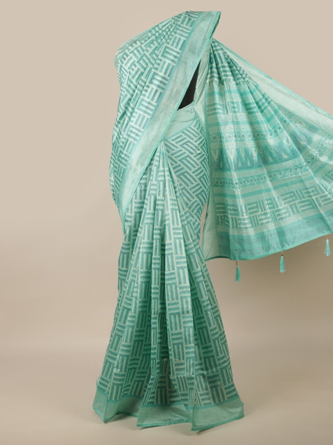 

Pothys Green & White Printed Saree