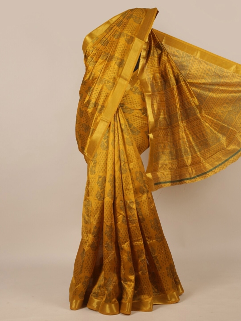 

Pothys Yellow & Black Floral Zari Saree