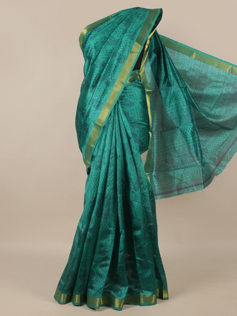 

Pothys Green & Blue Ethnic Motifs Printed Zari Saree