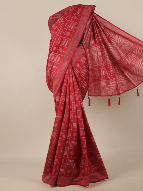 

Pothys Maroon Ethnic Motifs Saree