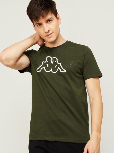 

Kappa Men Olive Green Typography Printed Pockets T-shirt