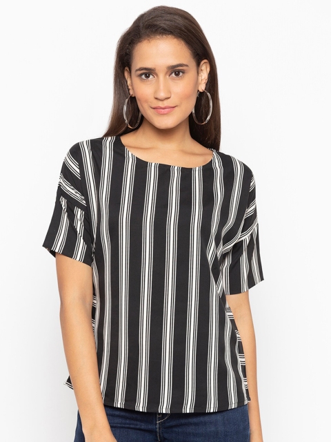 

ALC Creations Black Striped Crepe Regular Top