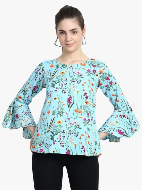 

ALC Creations Blue Floral Crepe Regular Top