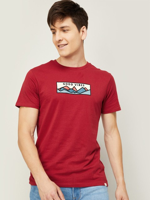 

Forca Men Red Typography Printed T-shirt