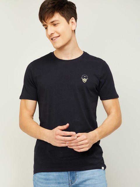 

Forca by Lifestyle Men Navy Blue Applique T-shirt