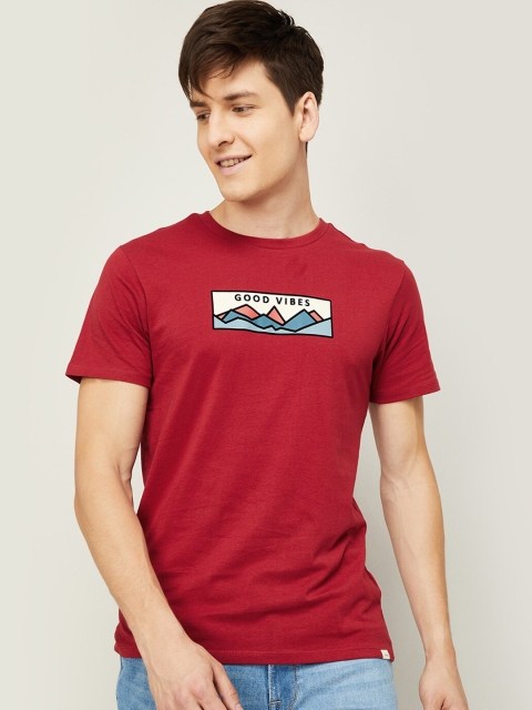 

Forca Men Red Typography Printed T-shirt