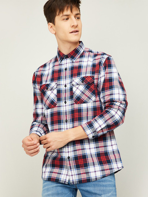 

Forca by Lifestyle Men Red Tartan Checks Opaque Checked Casual Shirt