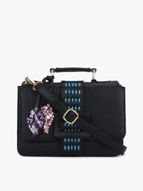 

Vdesi Black Embellished PU Structured Satchel