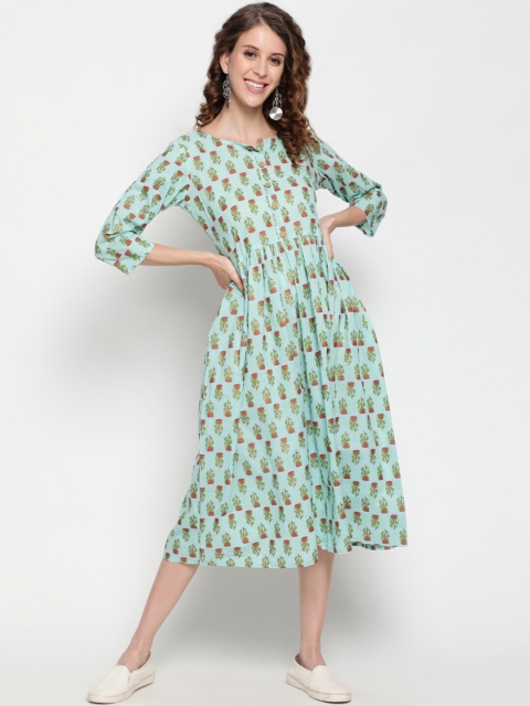 

THE NKS PLUS Navy Blue Ethnic Motifs Midi Dress