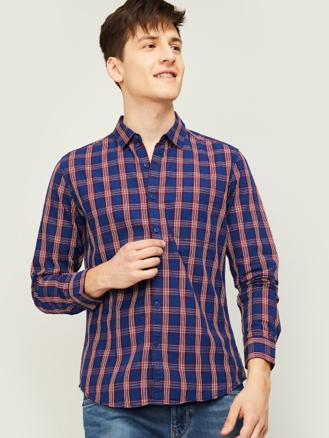 

Fame Forever by Lifestyle Men Blue Opaque Checked Casual Shirt