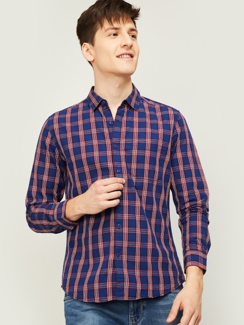 

Fame Forever by Lifestyle Men Blue Opaque Checked Casual Shirt