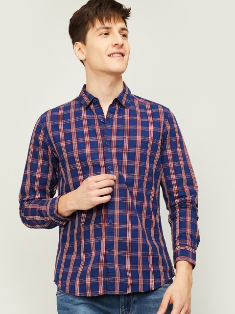 

Fame Forever by Lifestyle Men Blue Opaque Checked Casual Shirt