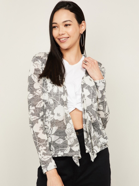 

CODE by Lifestyle Women Off White & Grey Printed Shrug