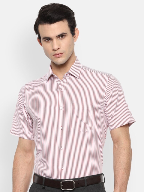 

Van Heusen Men Maroon Opaque Striped Cotton Formal Shirt