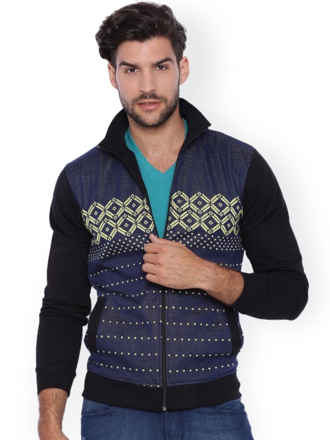 

Campus Sutra Navy & Black Printed Sweatshirt, Navy blue