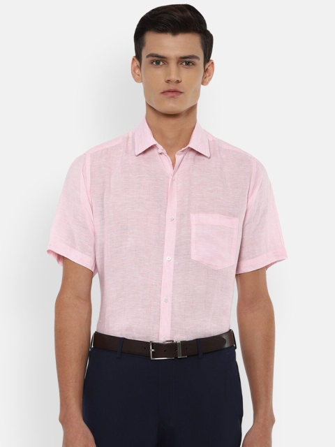 

Van Heusen Men Pink Opaque Pure Linen Formal Shirt