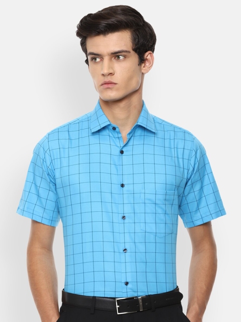 

Van Heusen Men Blue Windowpane Checks Formal Shirt
