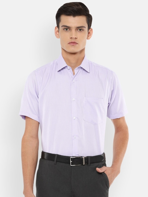

Van Heusen Men Purple Opaque Striped Cotton Formal Shirt