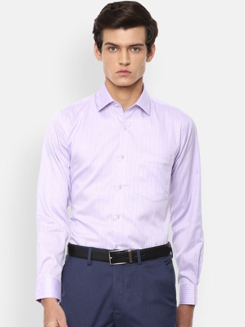 

Van Heusen Men Purple Opaque Striped Cotton Formal Shirt