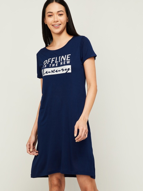 

Ginger by Lifestyle Women Navy Blue Extended Sleeves T-shirt