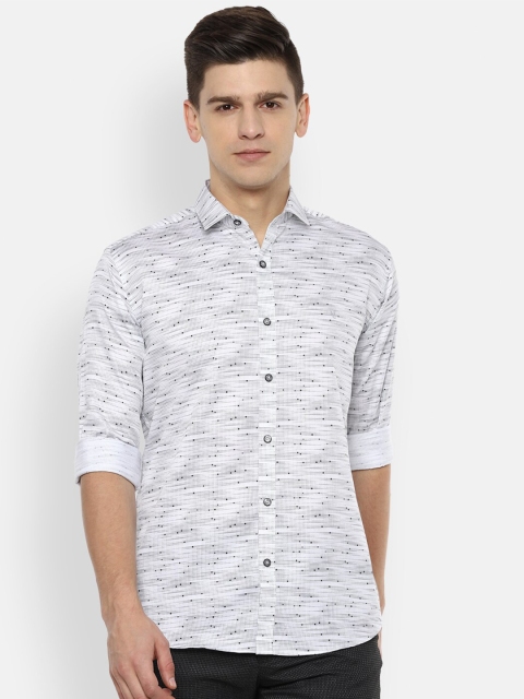 

V Dot Men Grey Opaque Printed Casual Shirt