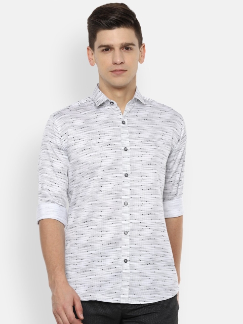 

V Dot Men Grey Opaque Printed Casual Shirt