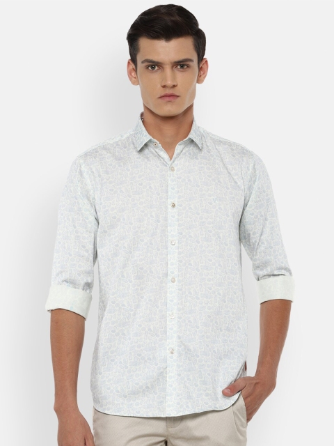 

V Dot Men Blue Slim Fit Floral Opaque Printed Casual Shirt