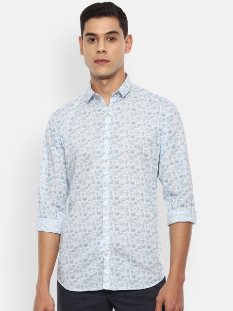 

V Dot Men Blue Opaque Printed Casual Shirt