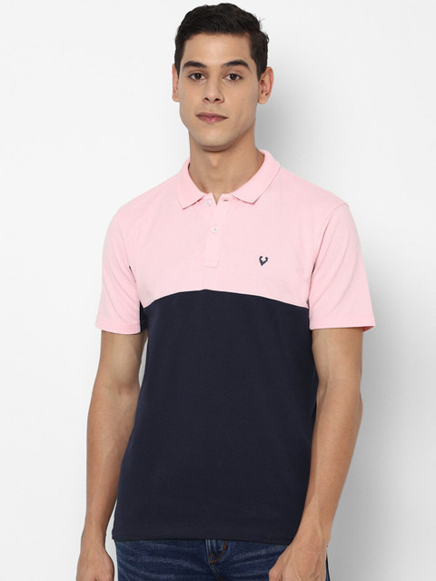 

Allen Solly Men Navy Blue Colourblocked Polo Collar Pockets T-shirt