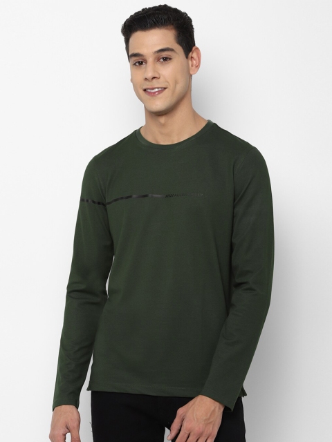 

Allen Solly Men Olive Green Typography Pockets T-shirt