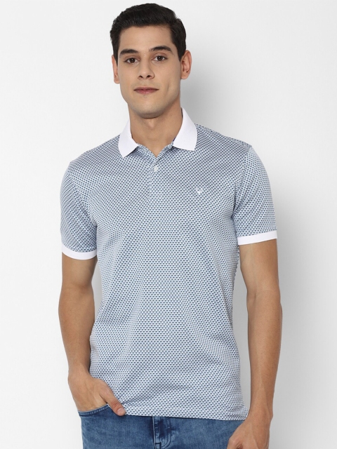 

Allen Solly Men Blue Striped Polo Collar Applique T-shirt