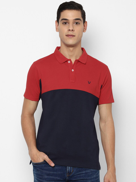 

Allen Solly Men Navy Blue Colourblocked Polo Collar T-shirt