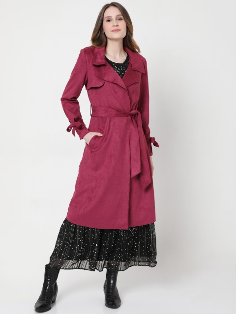 

Vero Moda Women Burgundy Solid Overcoat