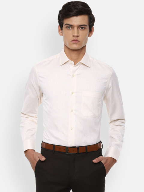 

Louis Philippe Gods & Kings Men Cream-Coloured Opaque Striped Formal Shirt
