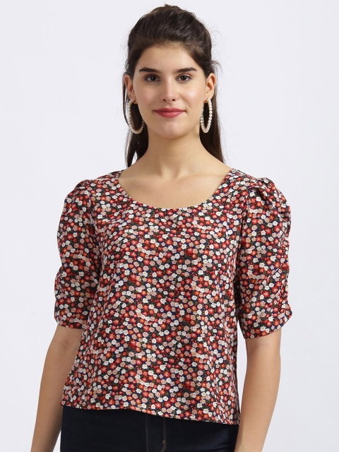 

Zink London Red & White Floral Printed Top