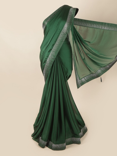 

Pothys Green & Silver-Toned Poly Georgette Saree