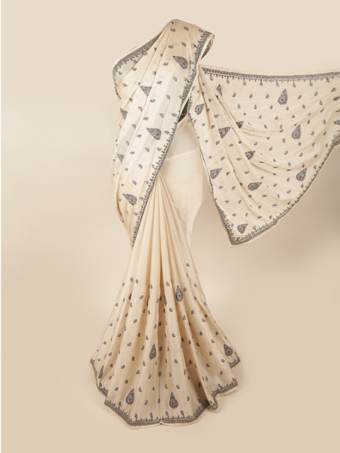 

Pothys Cream-Coloured Embellished Saree