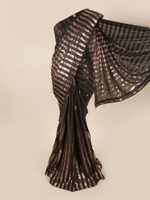 

Pothys Black Striped Net Saree