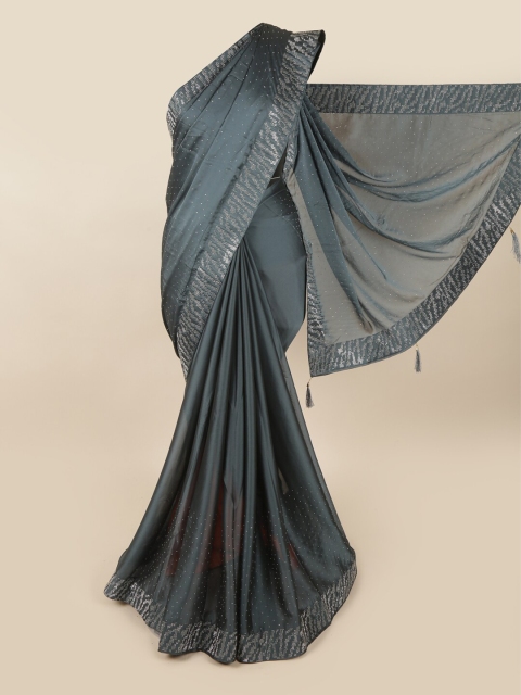 

Pothys Grey Embellished Poly Georgette Saree