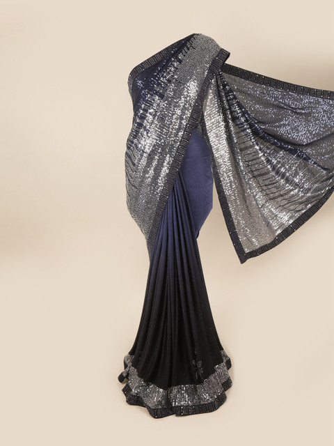 

Pothys Blue Embellished Sequinned Net Saree