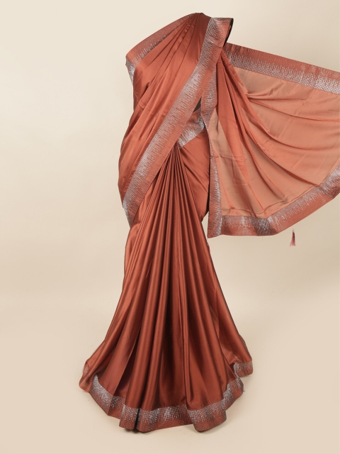 

Pothys Rust & Silver-Coloured Beads and Stones Saree
