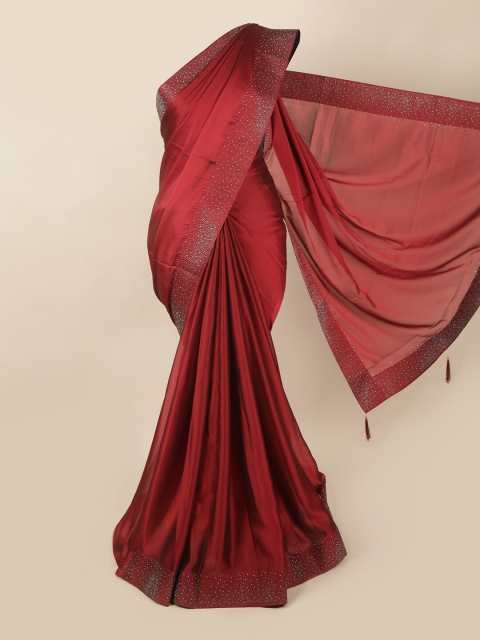 

Pothys Maroon Embellished Poly Georgette Saree